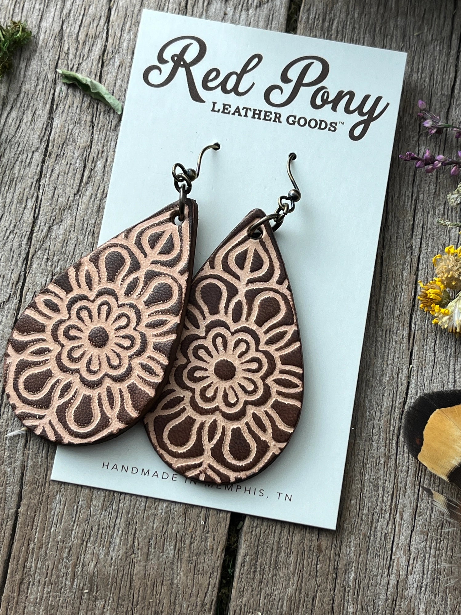 Red Pony Leather Goods {FLOWER} Teardrop