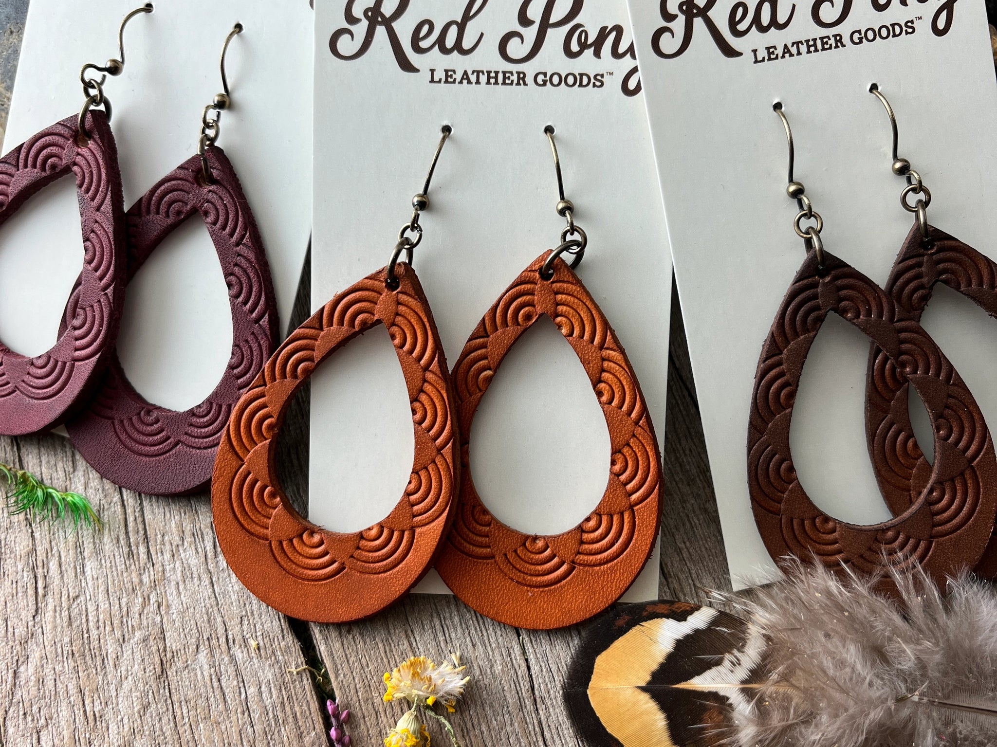 Red Pony Leather Goods {GEOMETRIC} Open Teardrop
