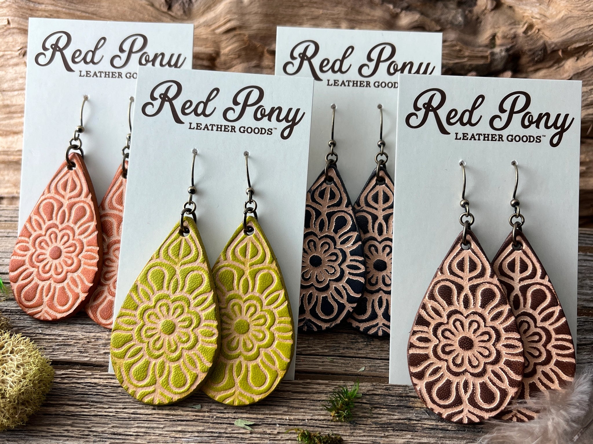 Red Pony Leather Goods {FLOWER} Teardrop