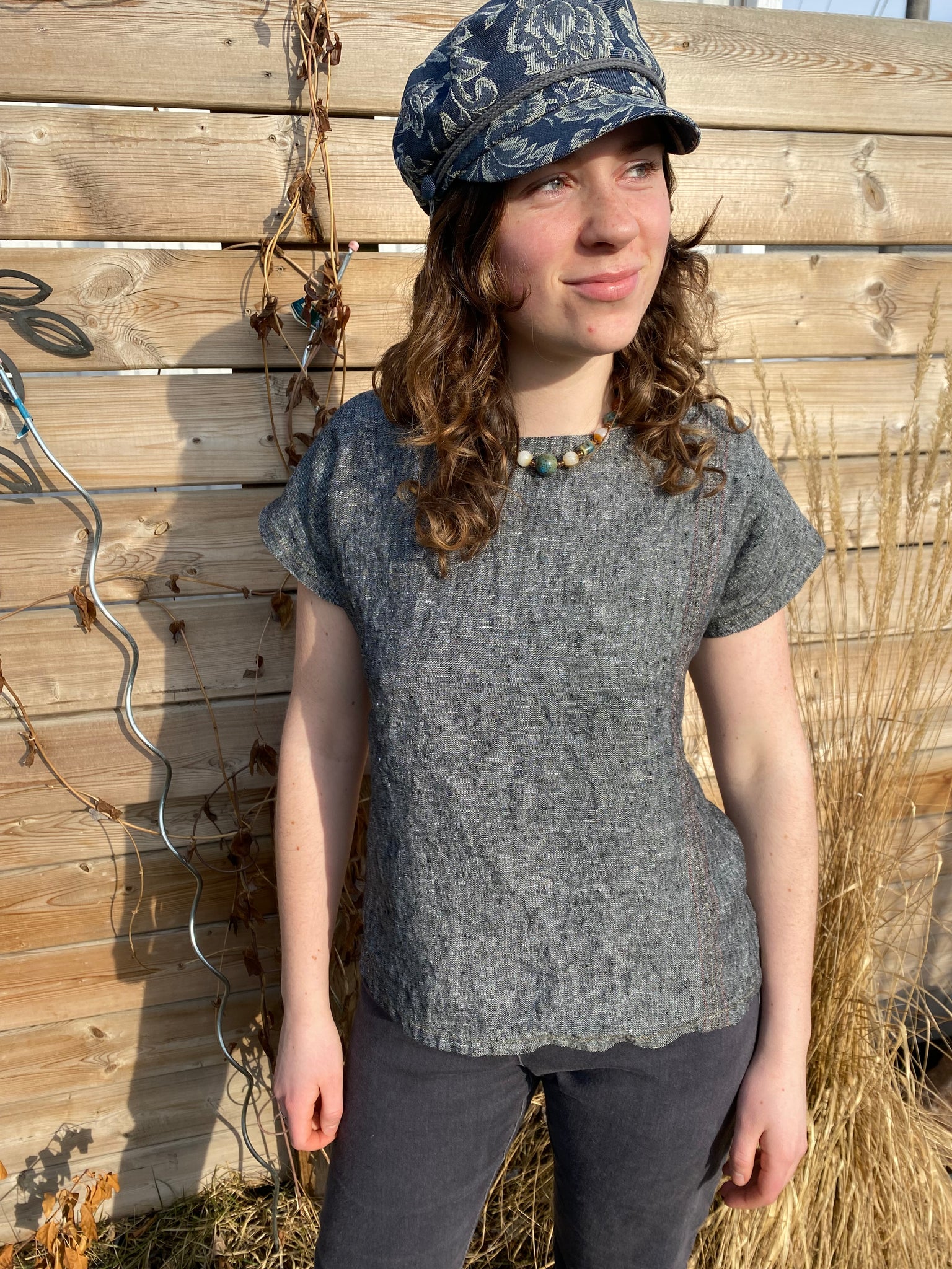 Maria Top {LINEN} w/stitching