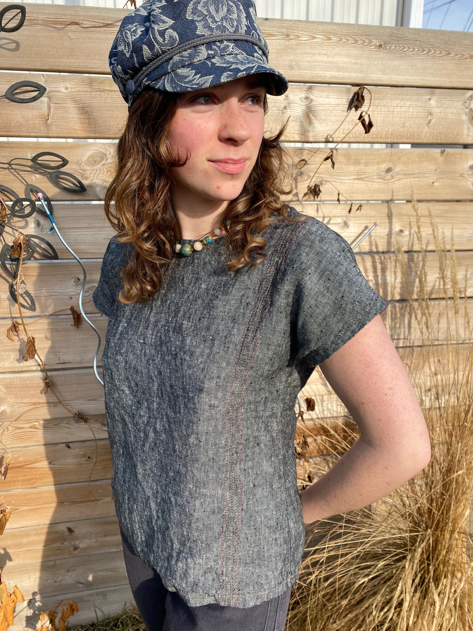 Maria Top {LINEN} w/stitching