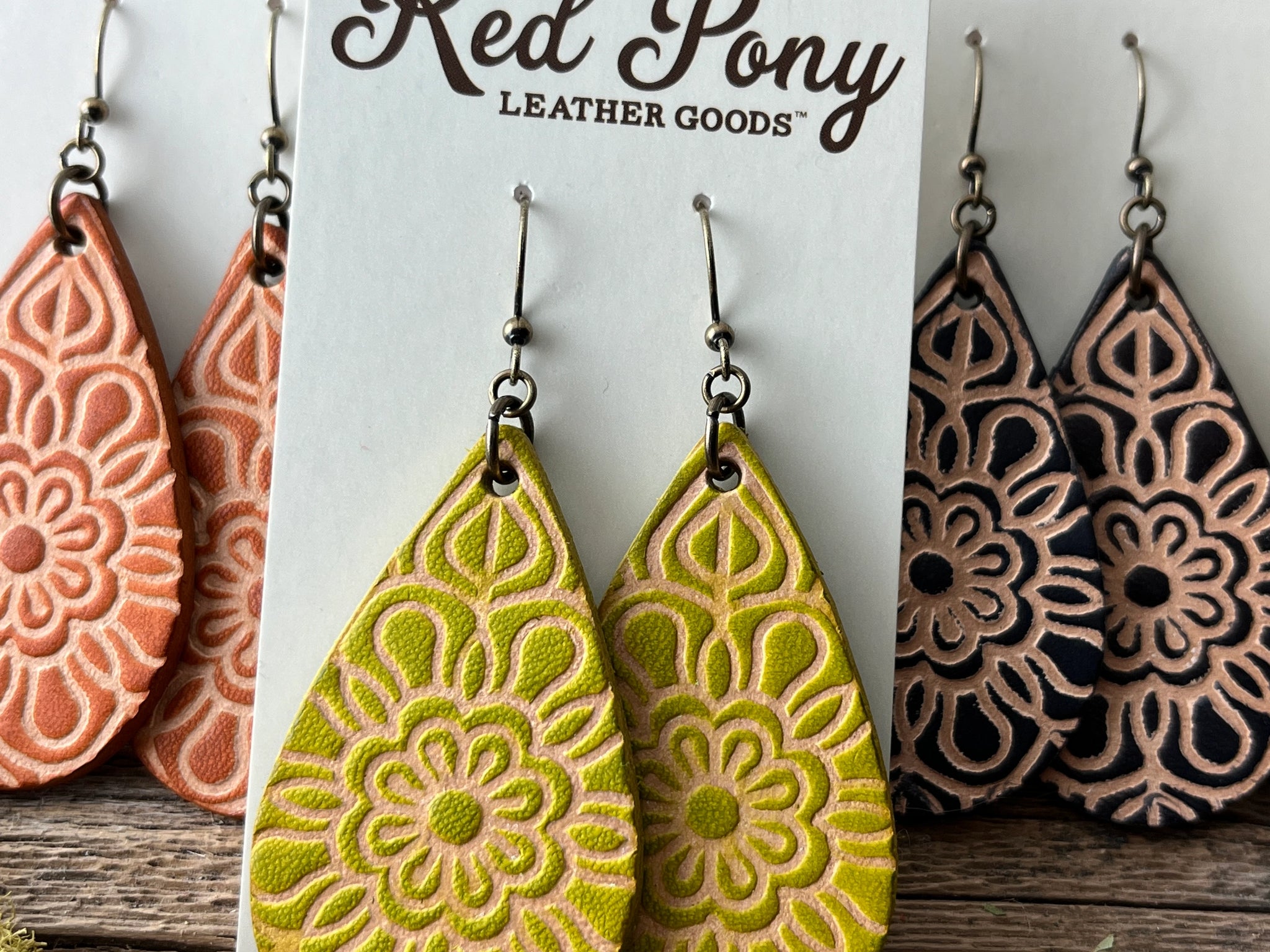 Red Pony Leather Goods {FLOWER} Teardrop