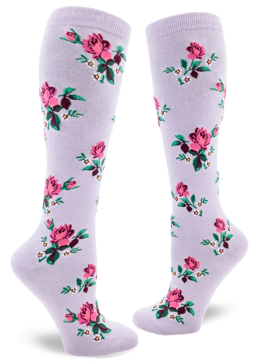 Modsocks {PINK ROSE} knee high + crew