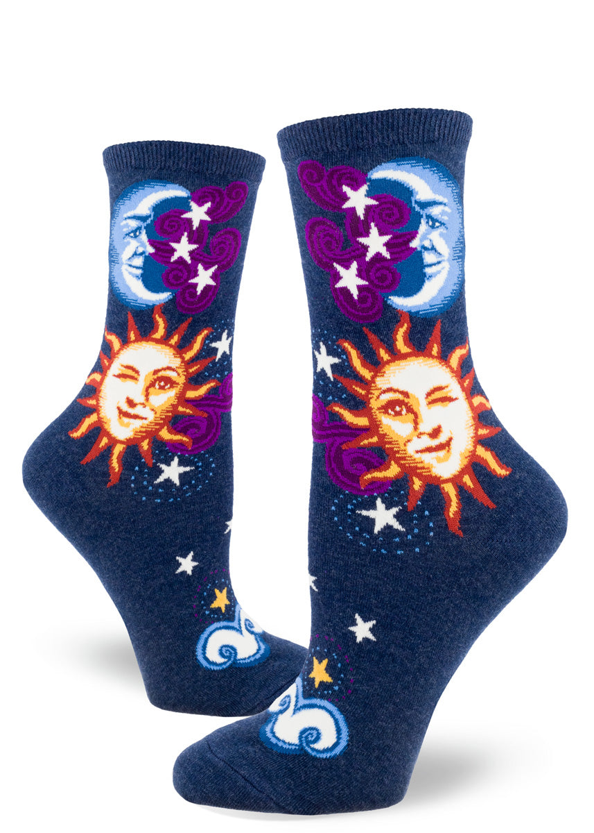 Modsocks {CELESTIAL SUN & MOON} women's crew + knee high