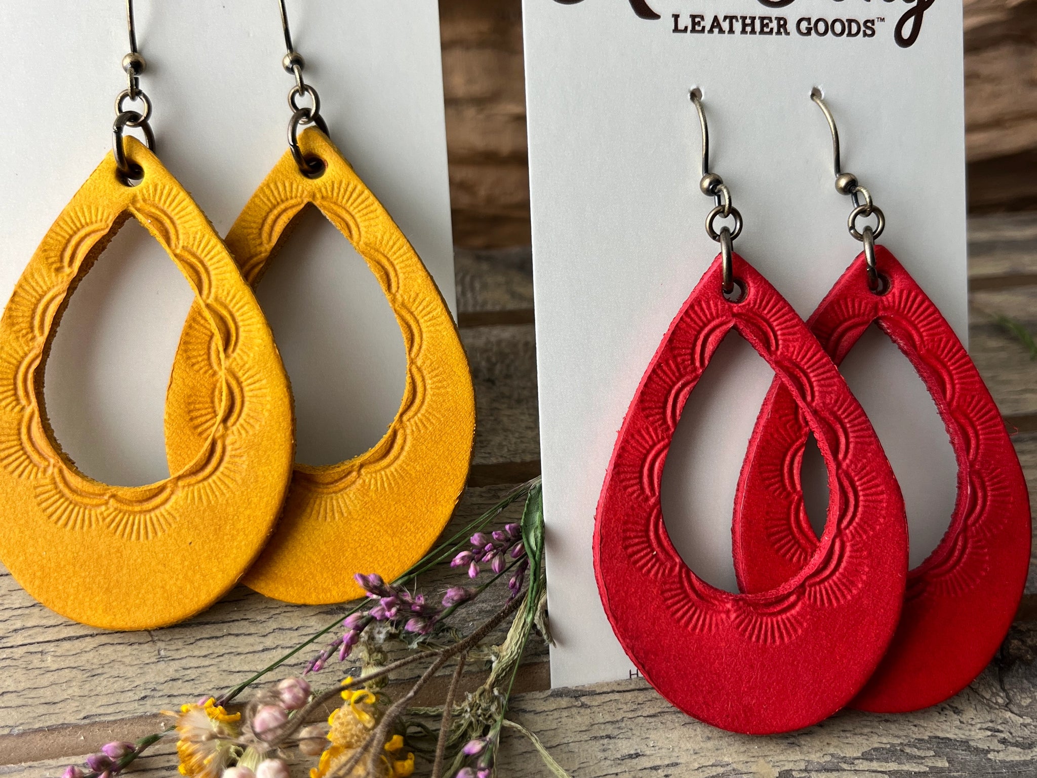 Red Pony Leather Goods {BRIGHT} Open Teardrop