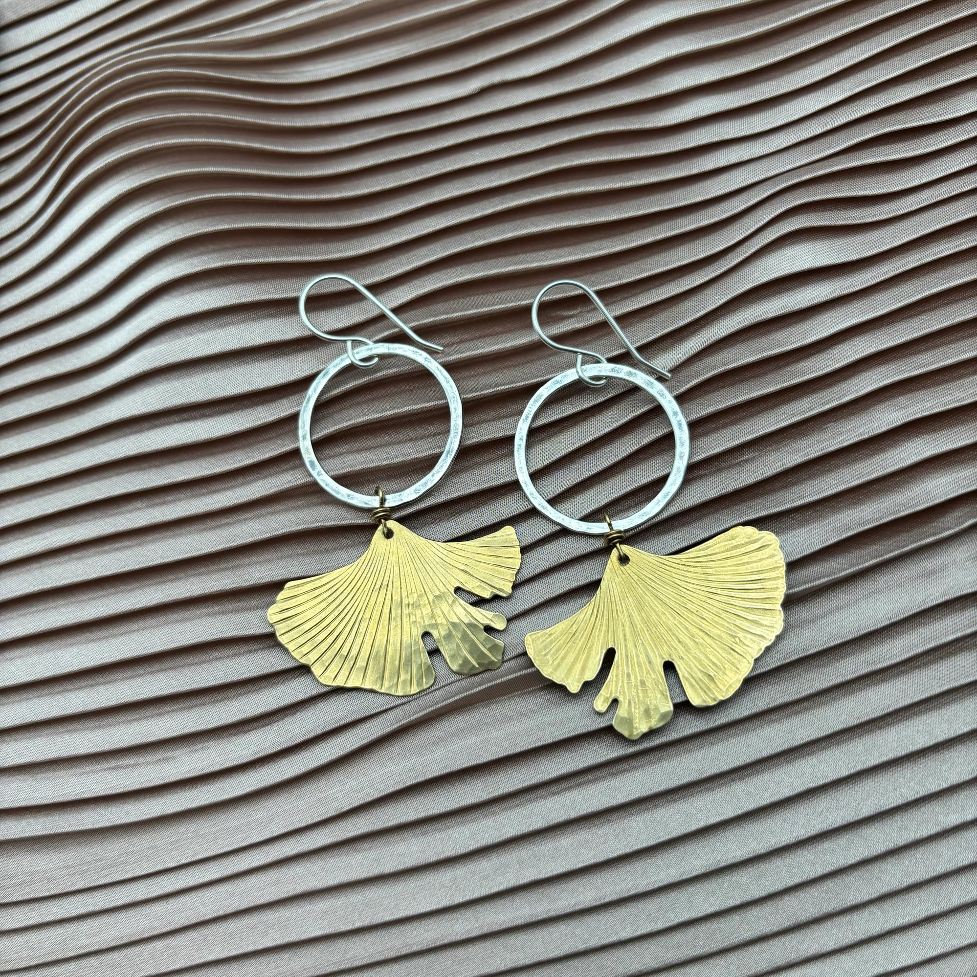 Fluff Hardware {GINKGO HOOP} earrings