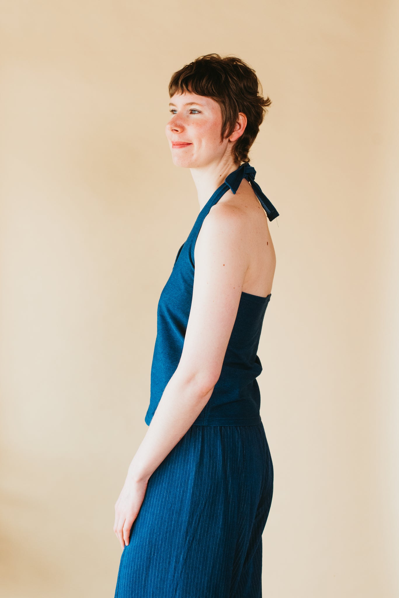 Beach {HALTER} denim knit