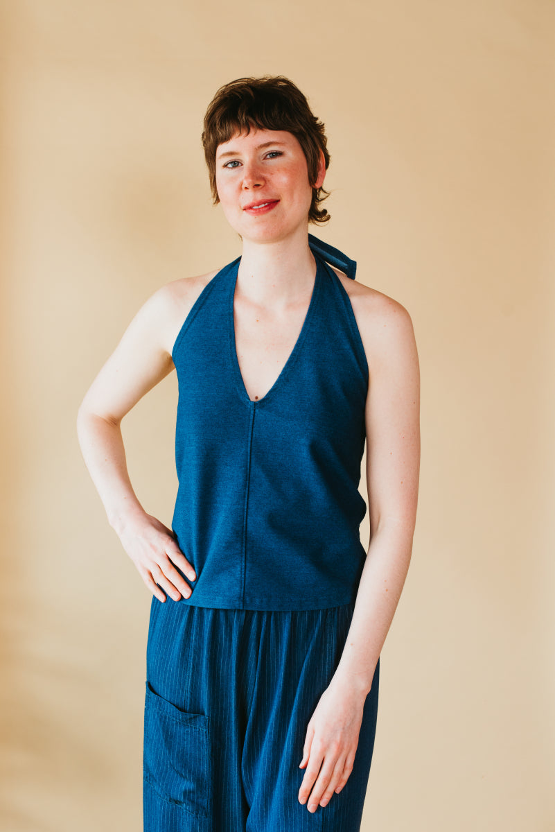 Beach {HALTER} denim knit
