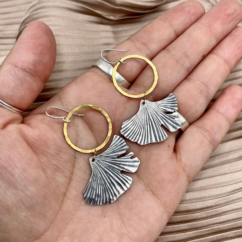 Fluff Hardware {GINKGO HOOP} earrings