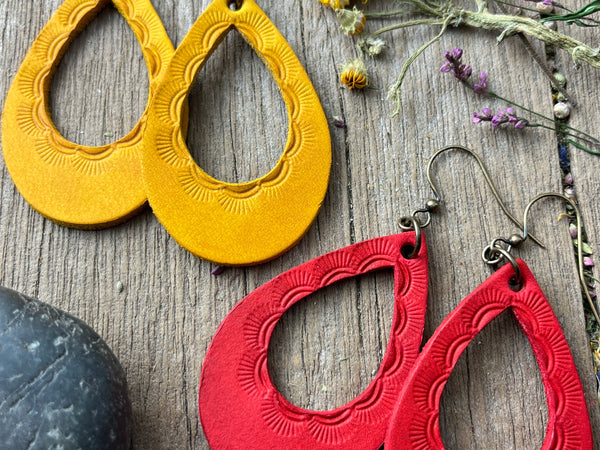Red Pony Leather Goods {BRIGHT} Open Teardrop