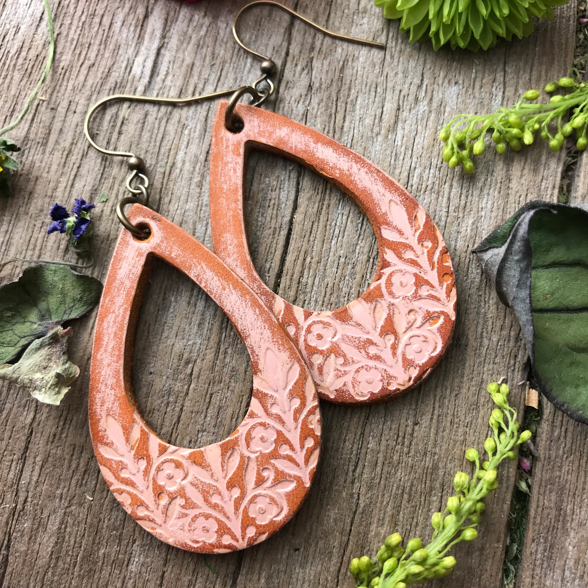Red Pony Leather Goods {BOHO FLORAL} Open Teardrop