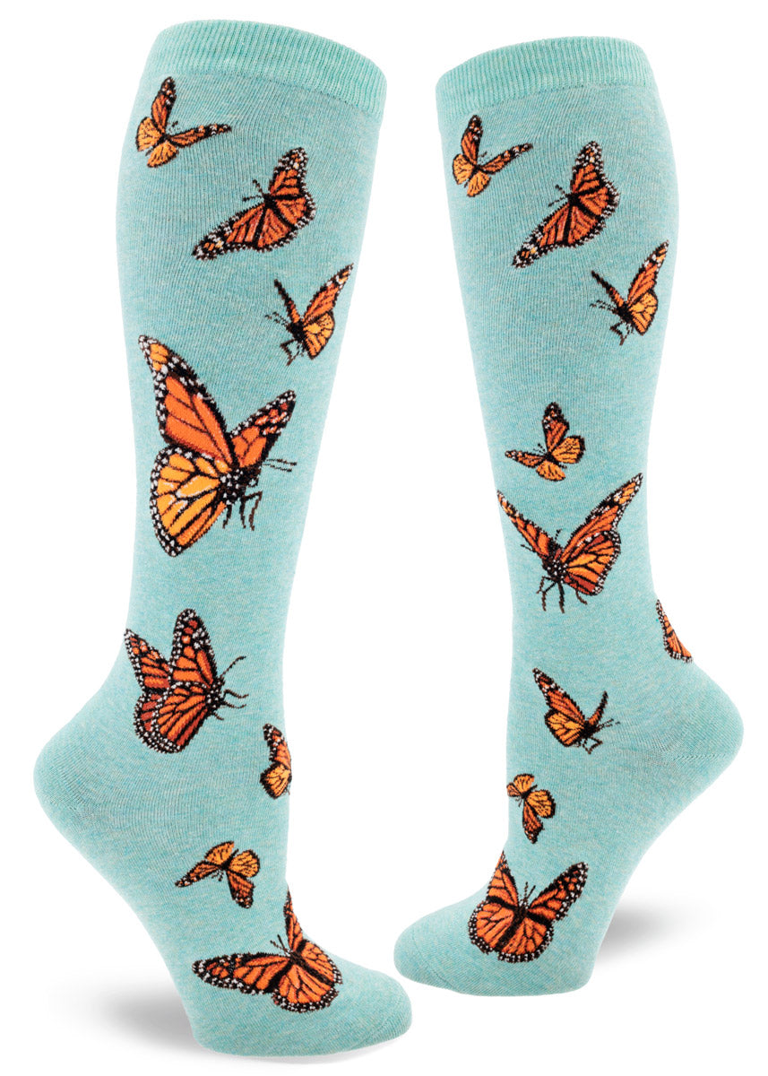 Modsocks {MONARCH BUTTERFLY} knee high + women/men's crew