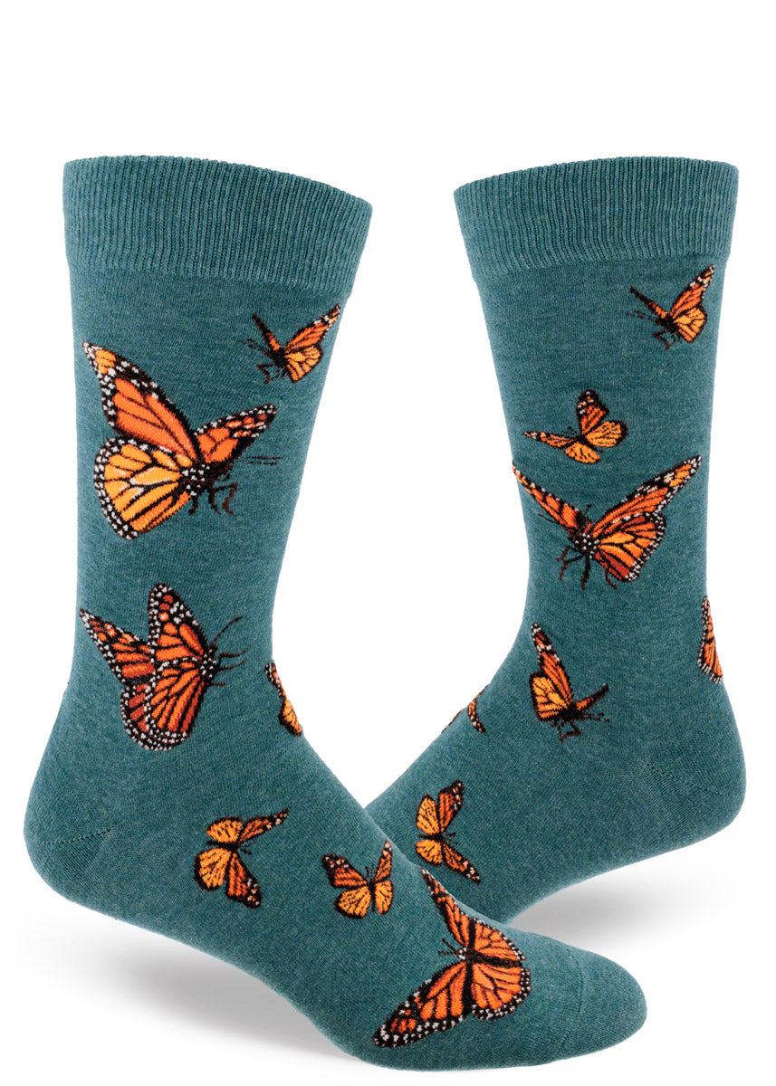 Modsocks {MONARCH BUTTERFLY} knee high + women/men's crew