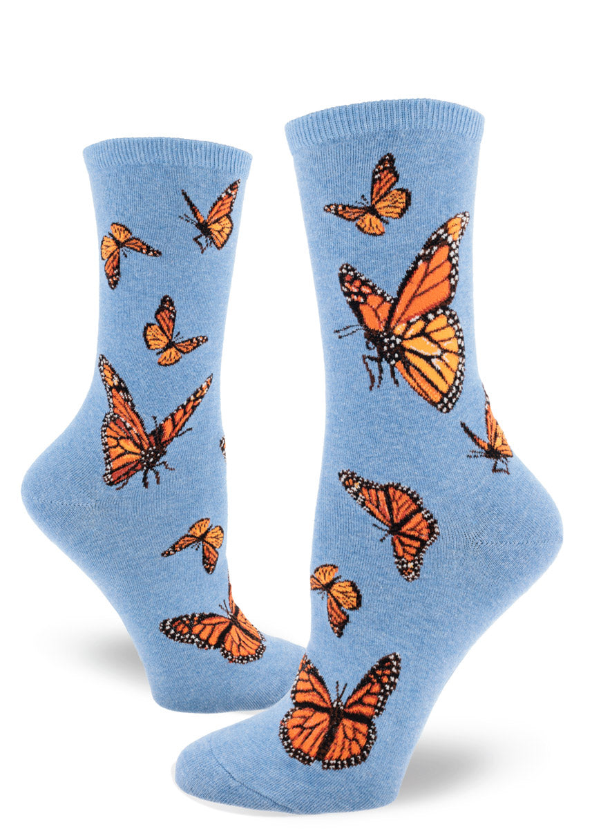 Modsocks {MONARCH BUTTERFLY} knee high + women/men's crew