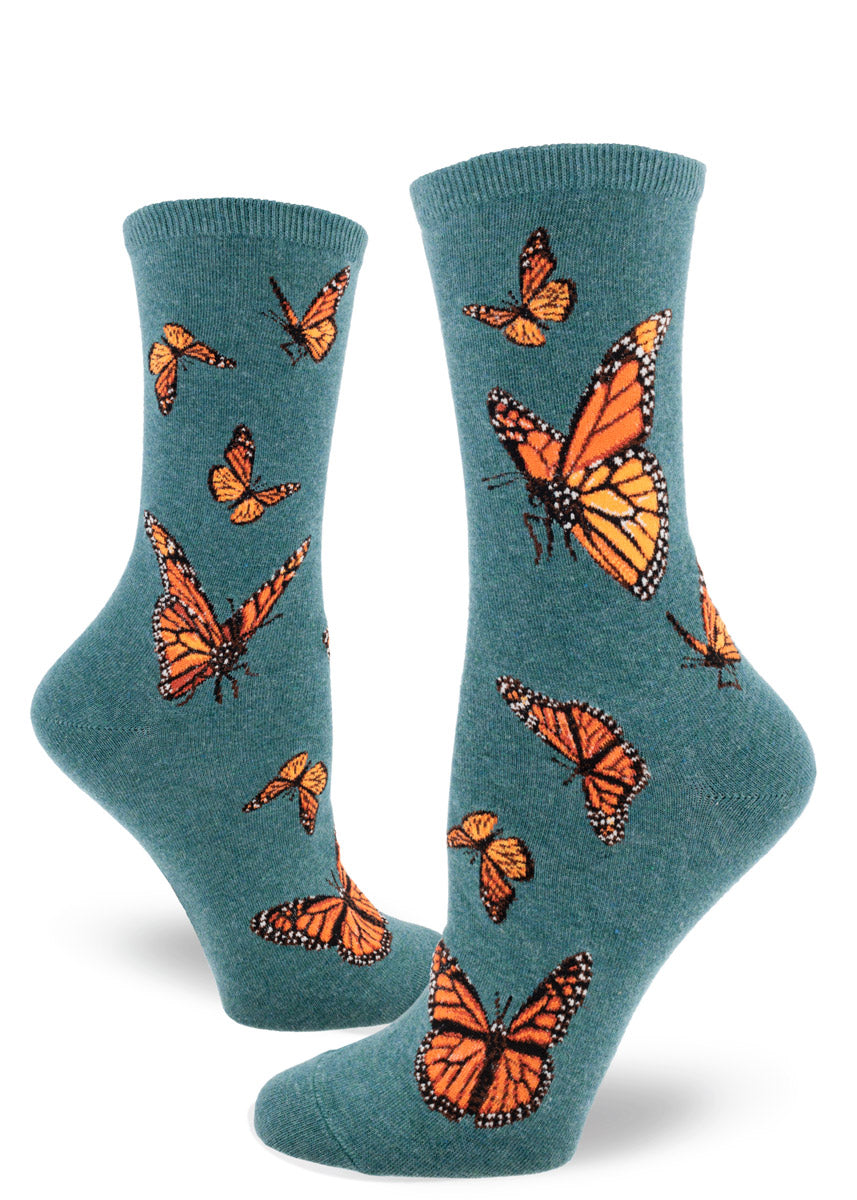 Modsocks {MONARCH BUTTERFLY} knee high + women/men's crew