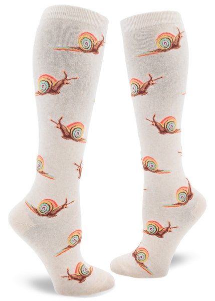 Modsocks {RAINBOW SNAIL} women's crew + knee high