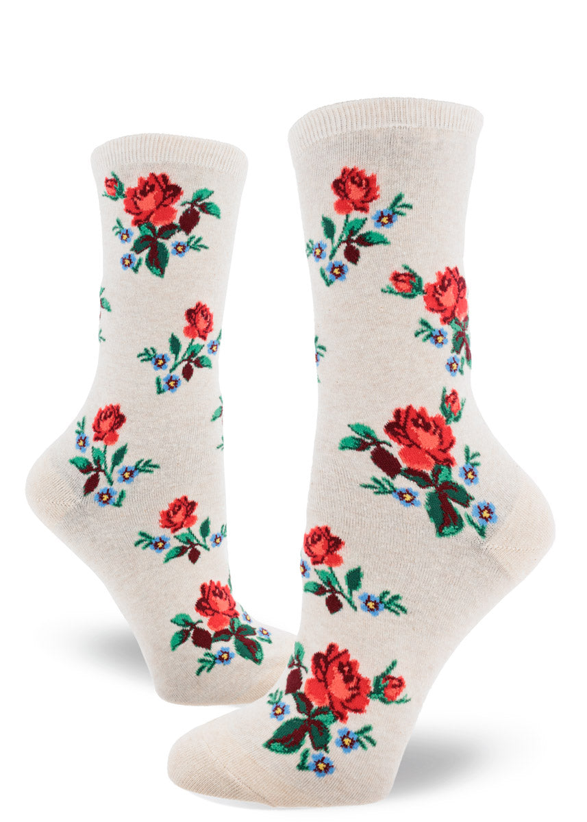 Modsocks {RED ROSE} knee high