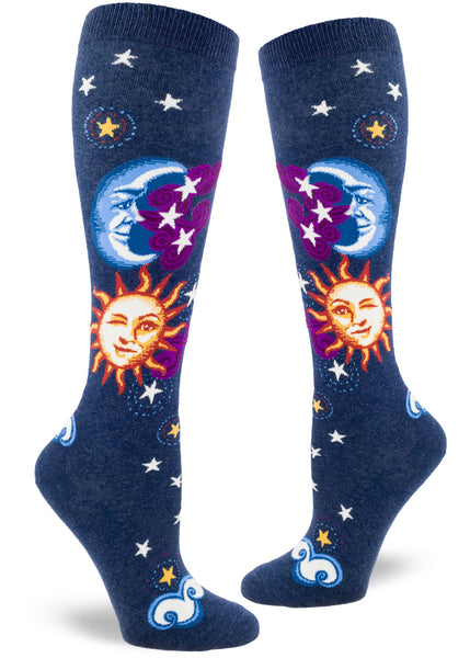 Modsocks {CELESTIAL SUN & MOON} women's crew + knee high